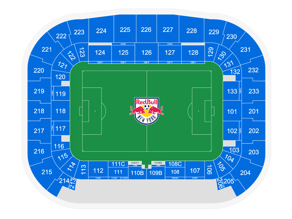 Venue seating chart for New York Red Bulls for reference only