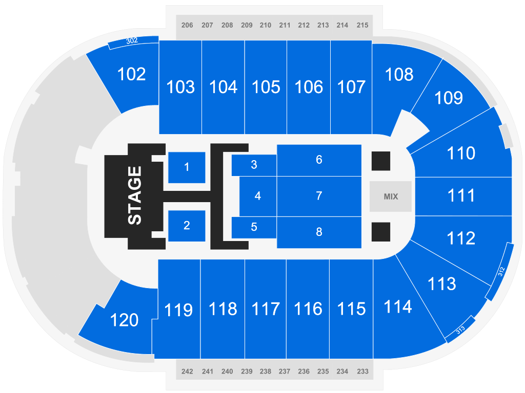 Venue seating chart for Dude Perfect for reference only