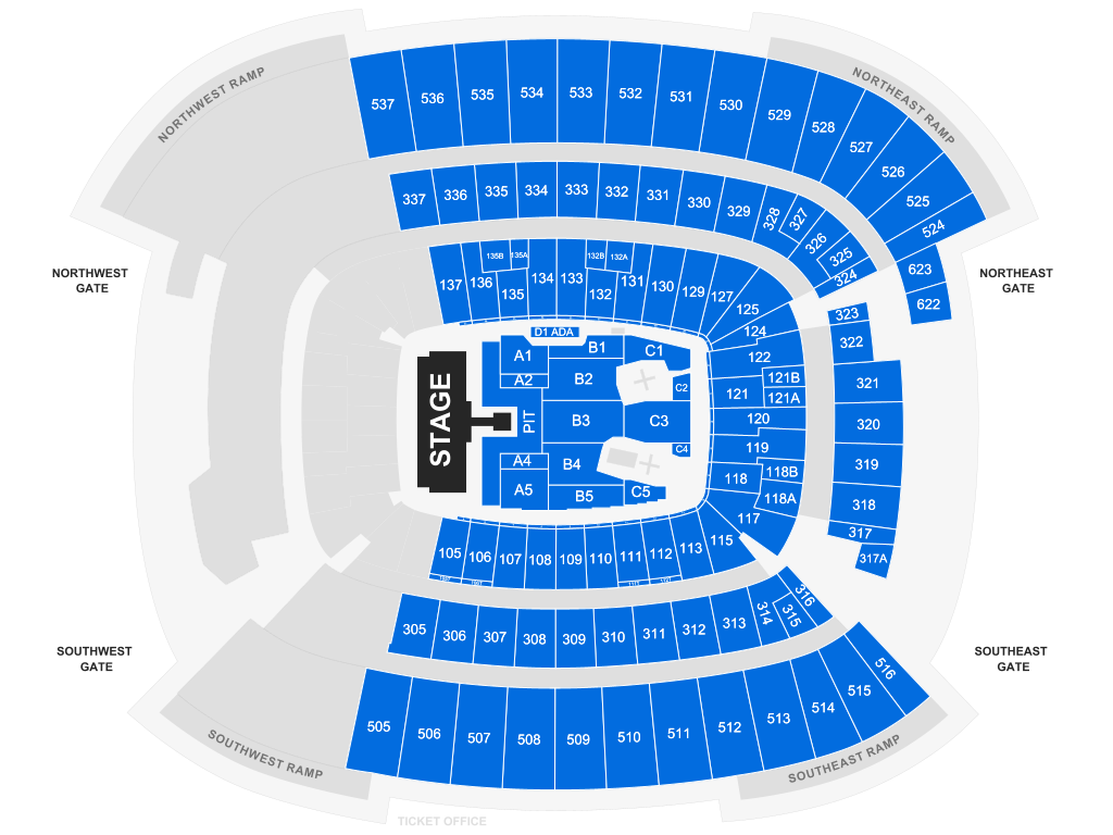 Venue seating chart for AC/DC for reference only