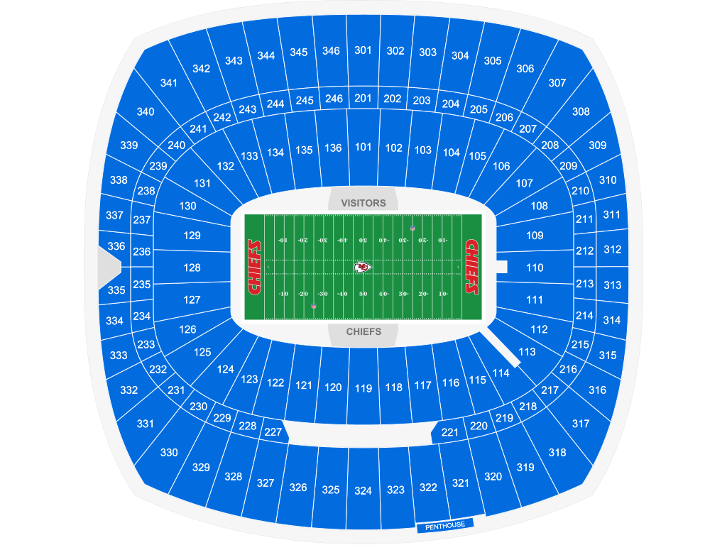 Venue seating chart for Kansas City Chiefs for reference only