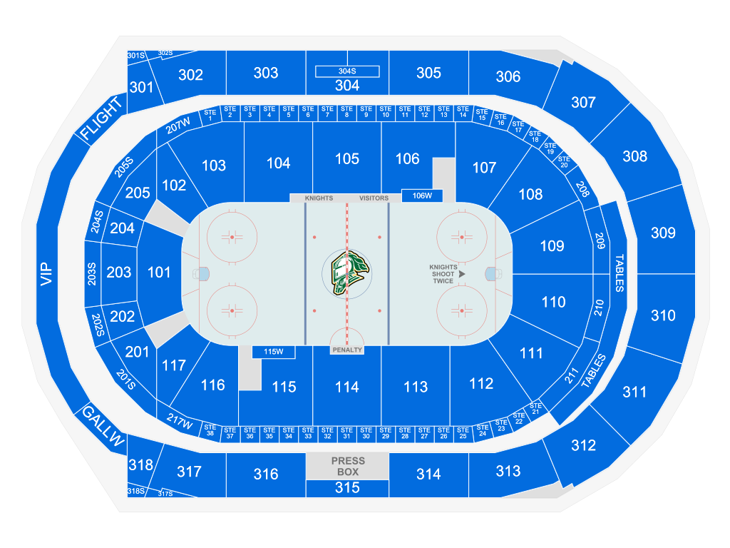 Venue seating chart for London Knights for reference only